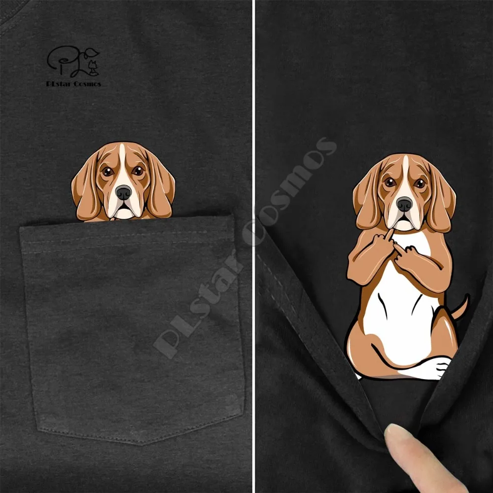 

Drink Bear In Pocket T Shirt Dog Lovers Black Cotton Men Made in USA Cartoon t shirt men Unisex New Fashion tshirt