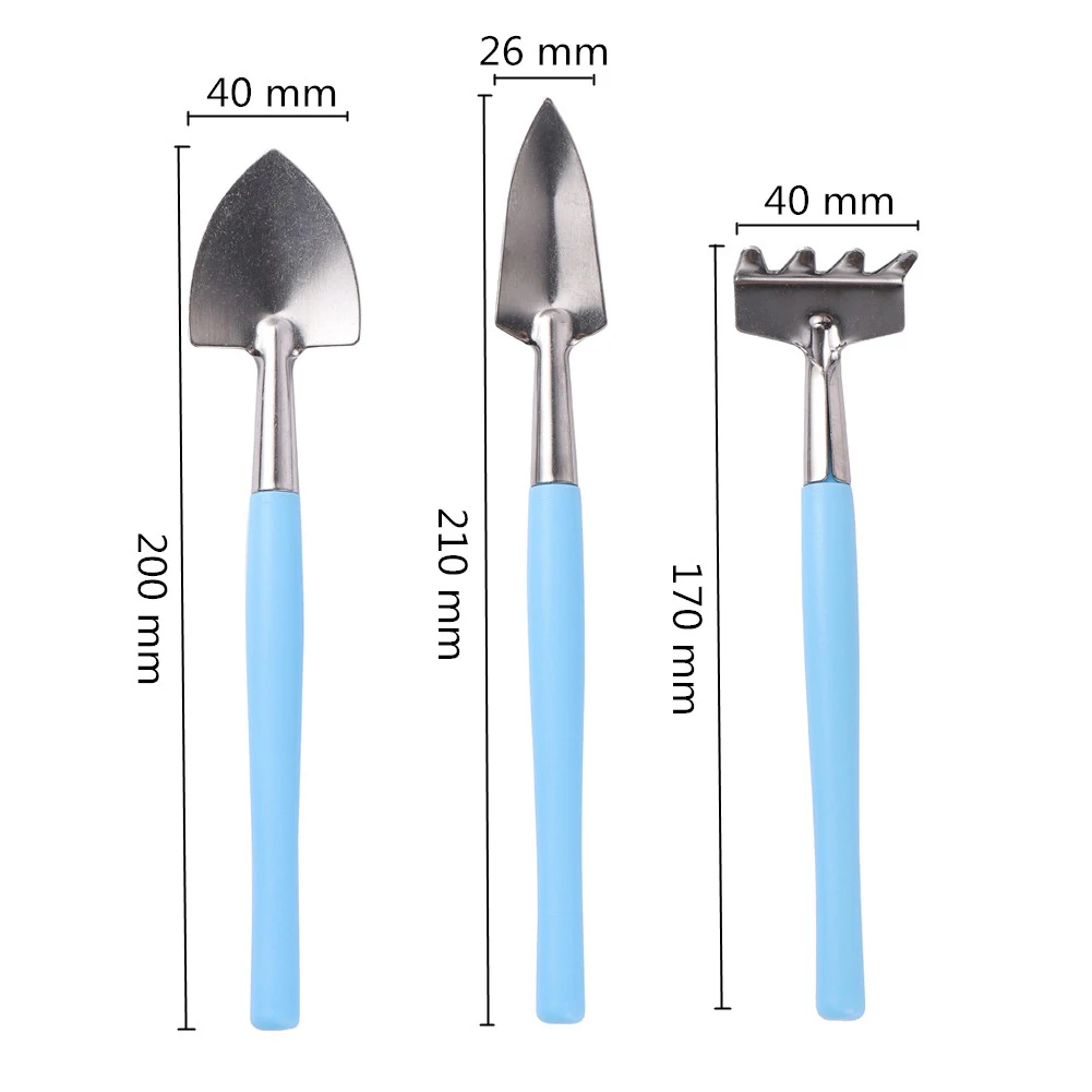 3Pcs/Set Mini Spade Shovel Rake Harrow Gardening Tool Flower Succulent Planting Weeding Cultivation Transplanting Digging Tool