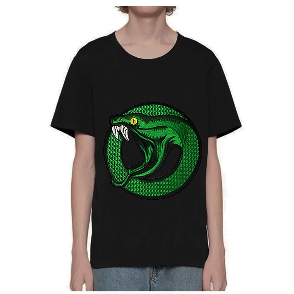 1 pezzo moda grande serpente verde toppe termoadesive per abbigliamento Applique abbigliamento ricamo Punk T-shirt giacca decorazione