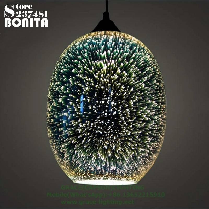 3D Glass Cord Pendant Lamp  for Restaurant Office Bedroom Laser Starry Sky Light and Shadow Designer Chandelier Ambient Decor