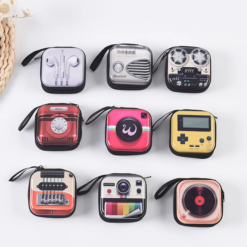 Creative Tinplate Wallet Retro Tape Wallet Cartoon Key Bag Coin Headset Storage Bag Coin Purse Porte Monnaie Femme Mini Bag Sac