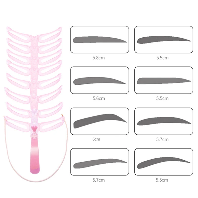 Kit de pochoirs réutilisables pour les sourcils, moule pour les sourcils, modèle de définition, outils de maquillage, carte de toilettage, 8 en 1