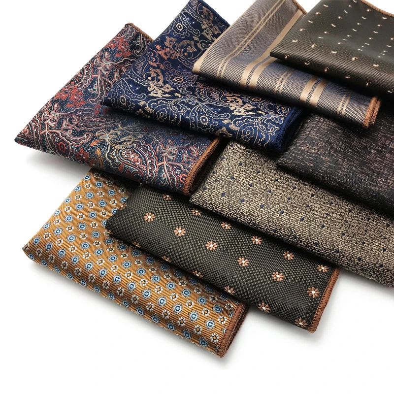 Sapu Tangan Segi Empat Mode Baru untuk Pria Motif Bunga Paisley Jacquard Woven Hanky Pria