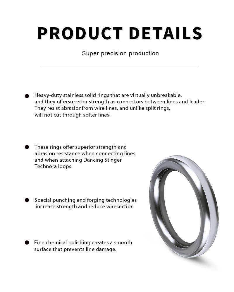 PROBEROS 20pcs 304 Stainless Steel Fishing Solid Rings 1#-5# Heave-Duty Seamless Rings Metal Polishing Jig Fishing Rings Tackle