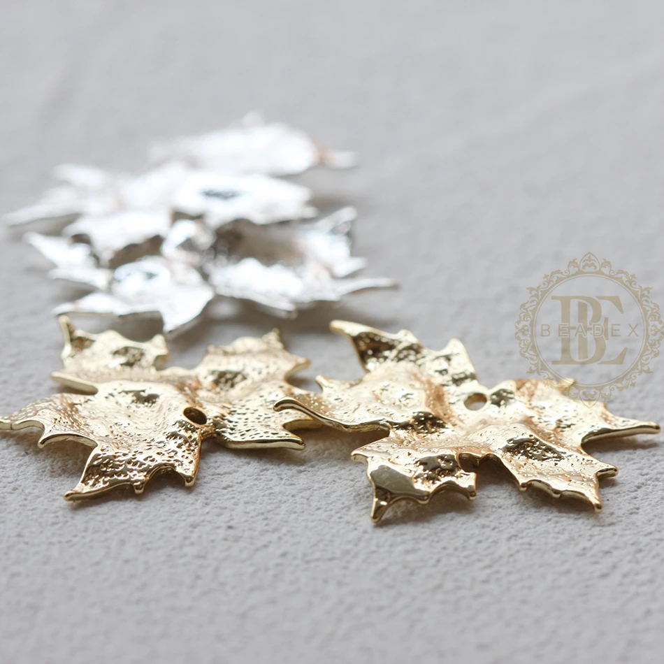 DIY Supply-One Piece Premium Plated Solid Brass Finding Maple Leaf - 23x25mm (4714C)
