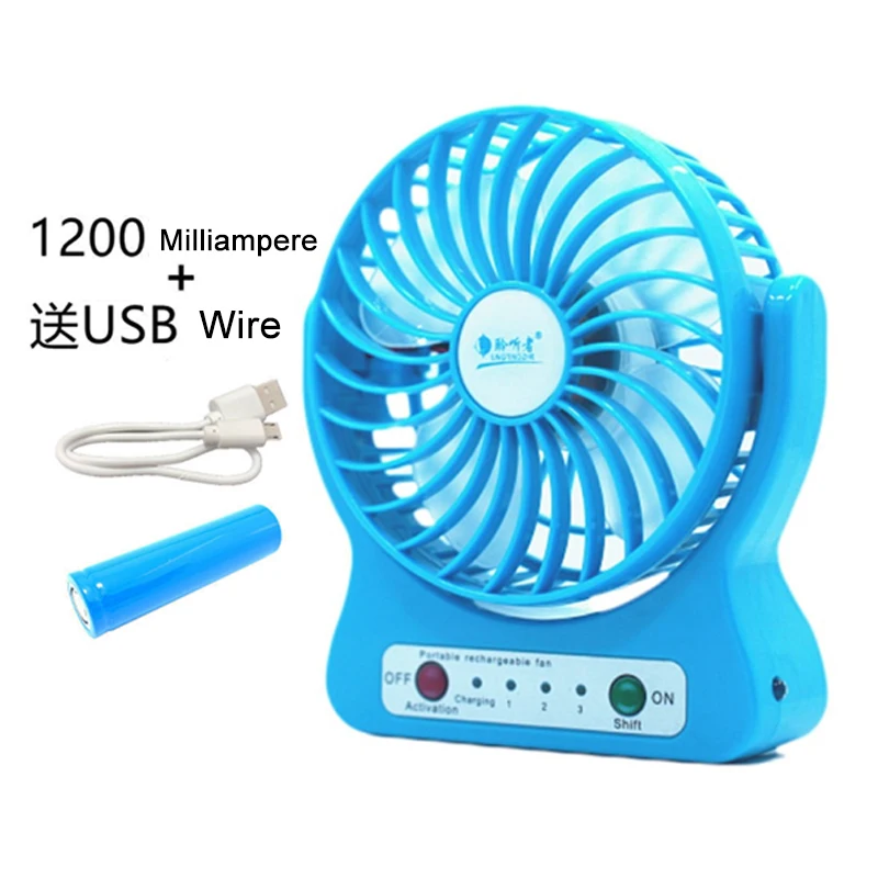 Mini Ventilateur De Bureau Clip Rechargeable USB - Portable Et Puissant - Idéal Bureau, Voiture (Bleu)