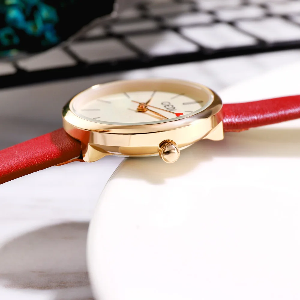 GEDI-ساعة كوارتز من الجلد للنساء ، رفيعة ، غير رسمية ، أنثوية ، عصرية