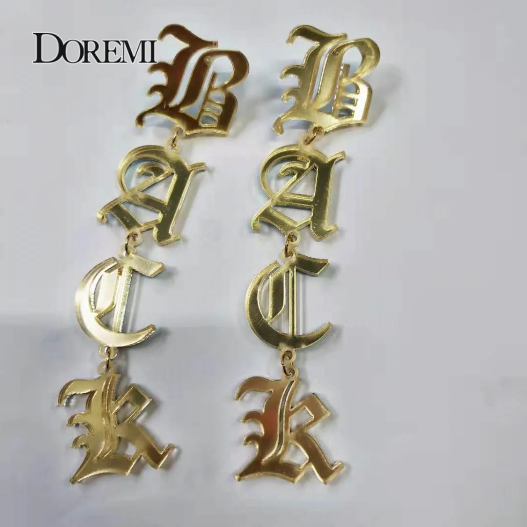 Personalized Vertical Name Earrings Dangle Name Custom Name Earrings for Women acrylic laser DIY font letters  Jewelry C10