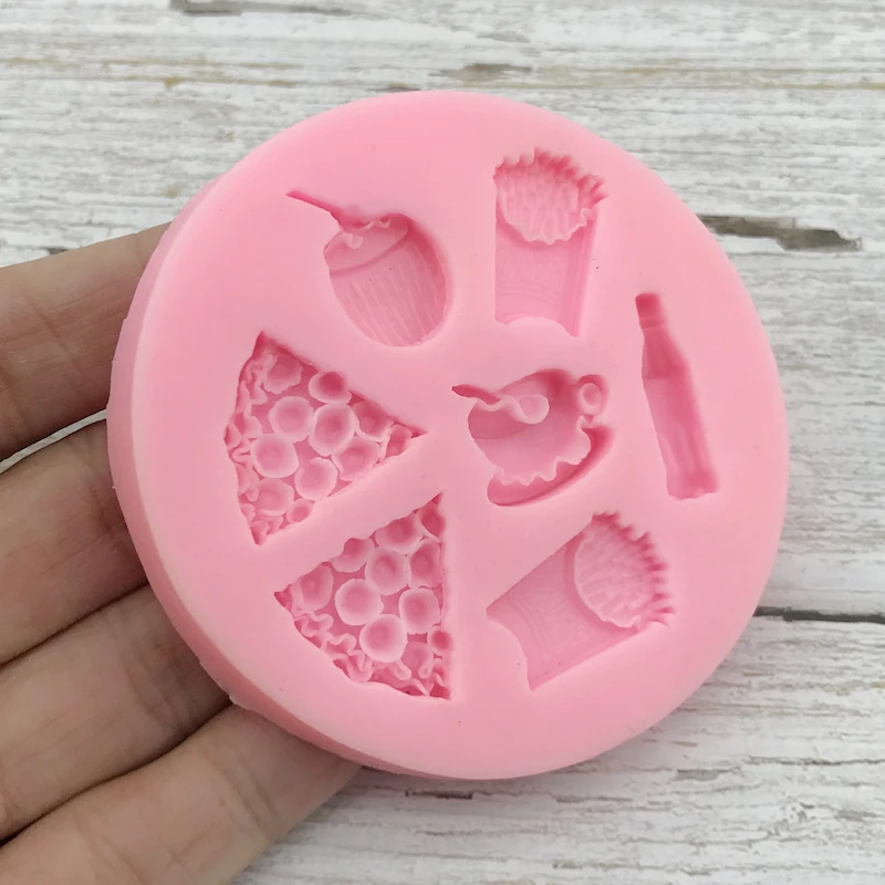 Chips Pizza Coffee Cola Food Theme Shape Silicone Fondant Cake Mold Cupcake Candy Chocolate Decoration Baking Tool Moulds FQ1726