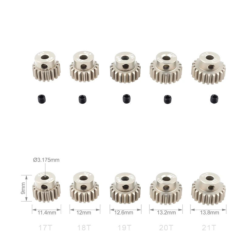 SURPASS-HOBBY M0.6 3.175mm 13T 15T 17T 18T 20T 22T 24T 28T 30T 33T Aluminum Alloy Metal Pinion Motor Gear For 1/10 Rc Model