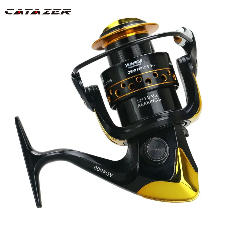 

Fishing Reel 12+1BB 2000-9000 Series 5.5:1/5.2:1/4.1:1 Gear Ratio Metal Rocker Rotate Reel Fishing Wheel