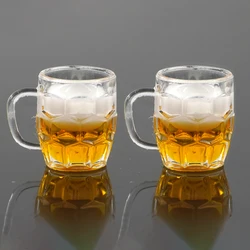 2Pcs 1/12 Dollhouse Miniature Accessories Mini Resin Beer Mug Lemon Simulation Drink Wine Model for Doll House Decoration ob11