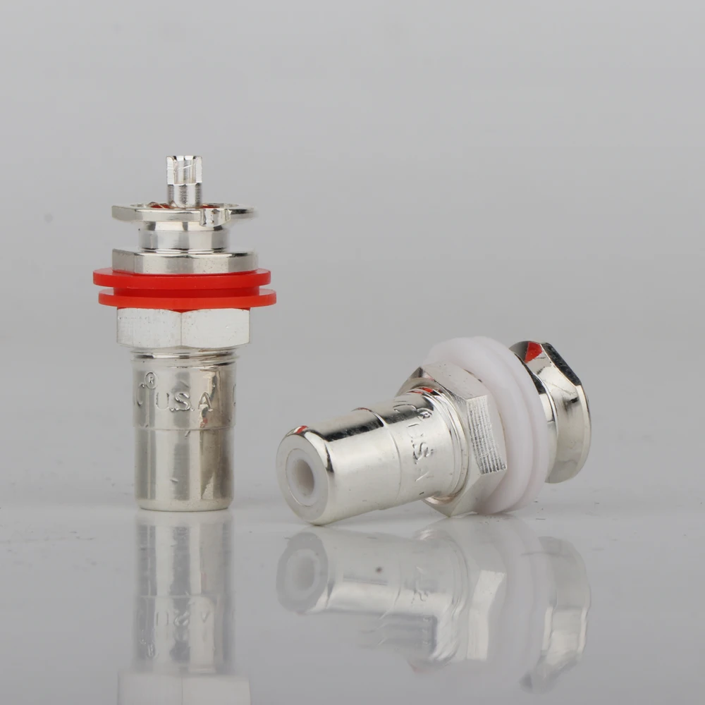 8Pcs RS3006 Silver Plated RCA Phono Chassis Panel Mount Female Socket Adapter