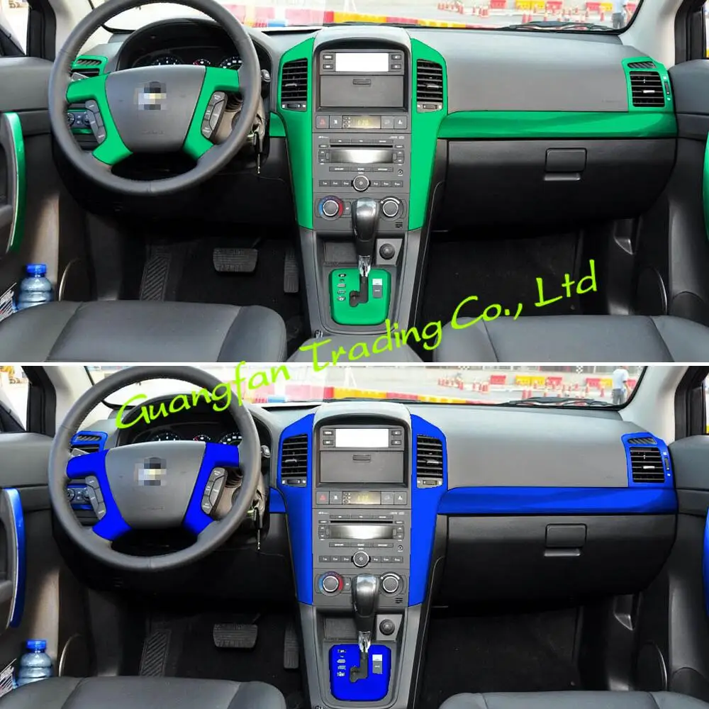 Dla Chevrolet CAPTIVA 2007-2011 wnętrze centralny Panel sterowania klamka naklejki z włókna węglowego naklejki Car styling Accessorie