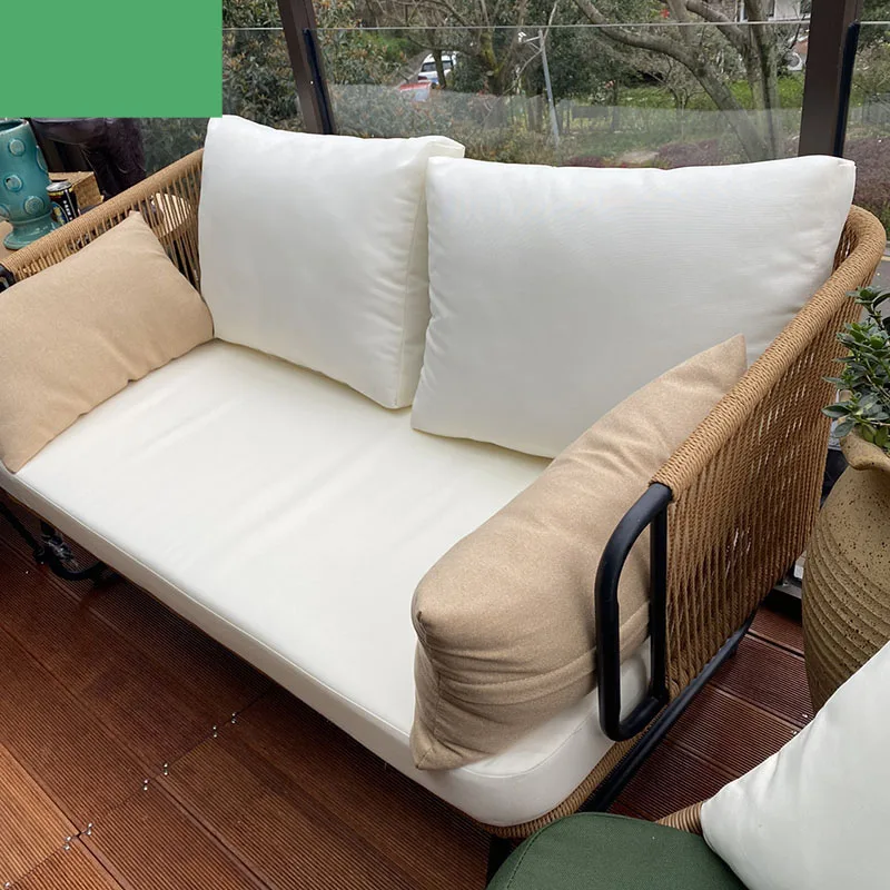 Kursi Tamu Gaya Nordik Furnitur Balkon Halaman Taman Ruang Model Sofa Rotan Luar Ruangan Santai