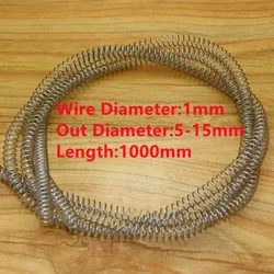 2PCS 1 Meter Long Compression Coil Extension Spring 1mm Wire Diameter Various Outer Diameter Options 1000mm Length for Pipe