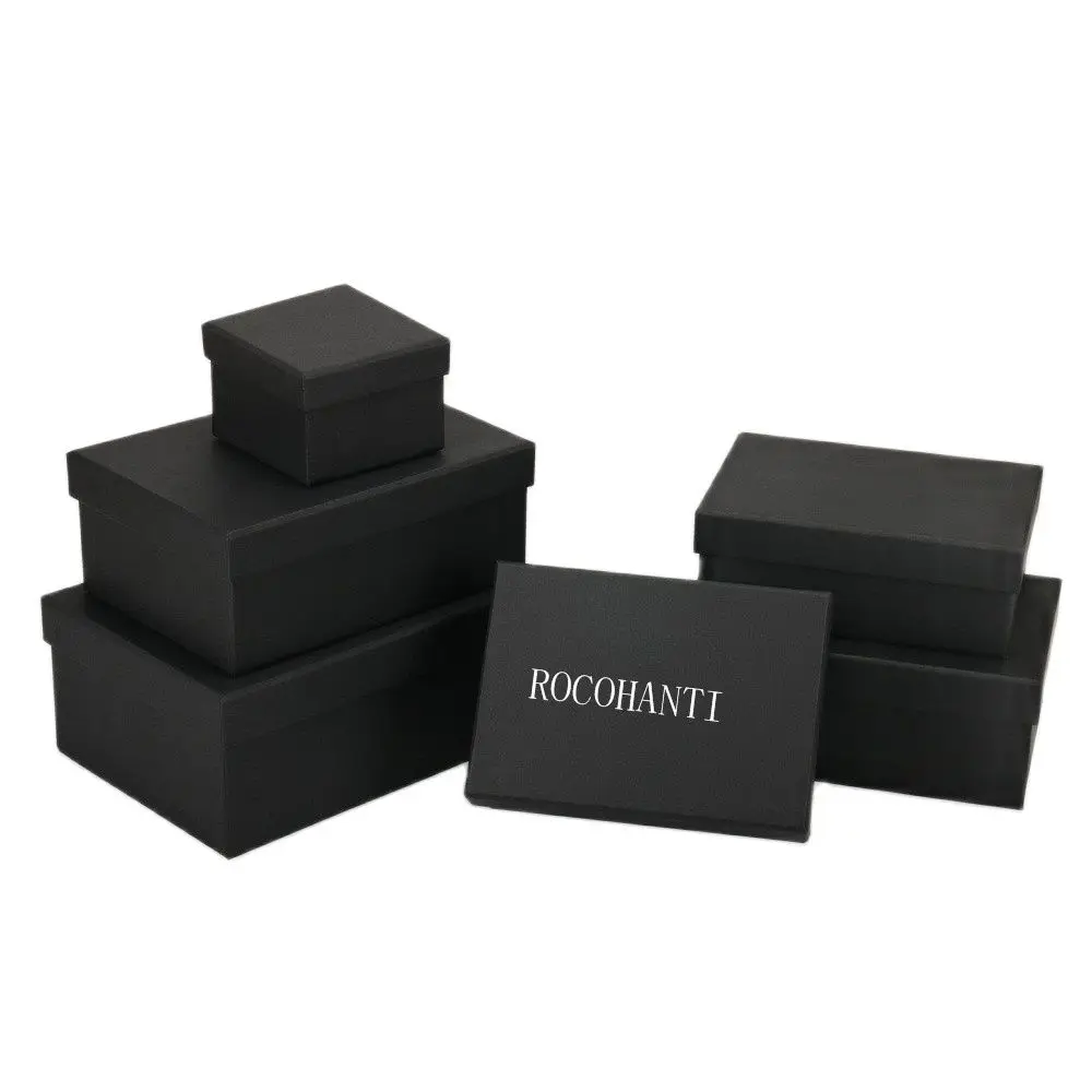

10X Thick cardboard black paper box large higher gift box customized logo printing