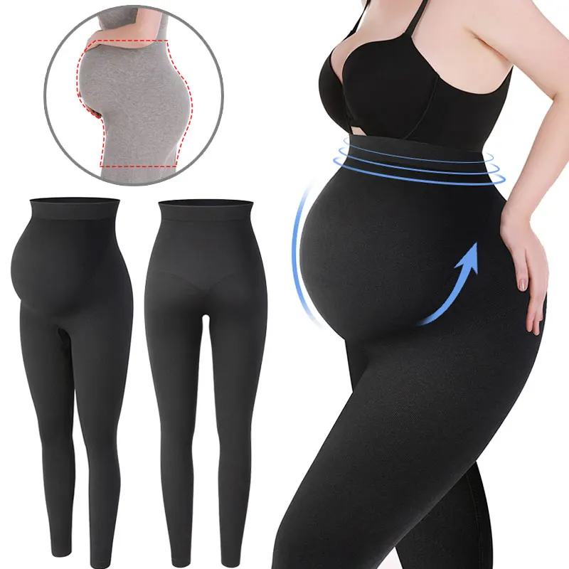 กางเกงขายาวเอวสูงตั้งครรภ์ Belly Support Legging ผู้หญิงการตั้งครรภ์กางเกงผอม Body Shaping แฟชั่นถักเสื้อผ้า