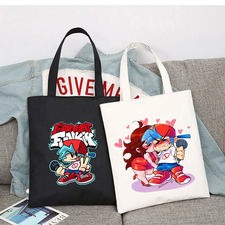 Anime Friday Night Funkin Shopper Bags Shopping Bag Travel Shoulder Bag Canvas Bags Large Capacity College Handbag