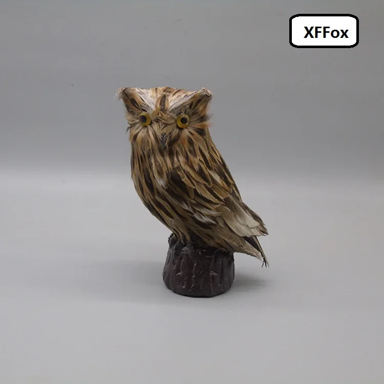 Cute Brown Owl Model Simulation Polyethylene & Fur 19x9x11cm Home Decoration Gift Ideal for Interior Decor