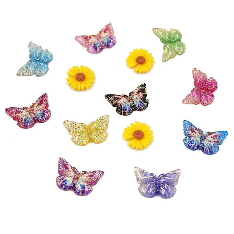 10pcs Color Resin Butterfly Charms Filler Addition for Slime DIY Polymer Accessories Toy Lizun Modeling Clay Kit for Kids