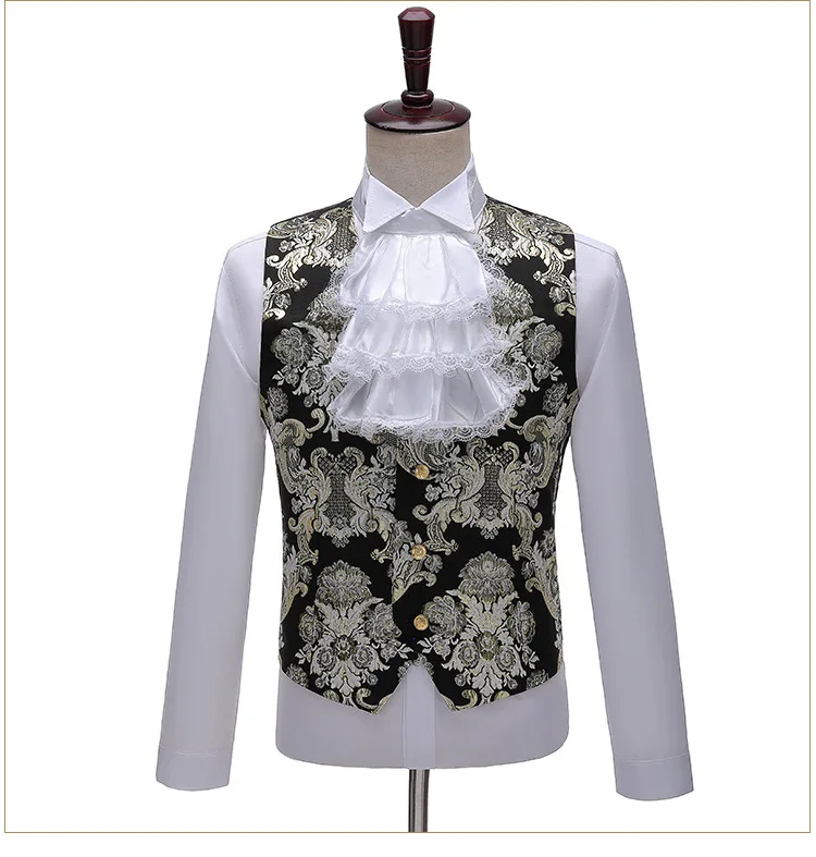 

British Style Vintage Tuxedo Court Dress Men's Wedding Groom Evening Prom Jacquard Suits Stage Drama Performance 3 Piece Suit