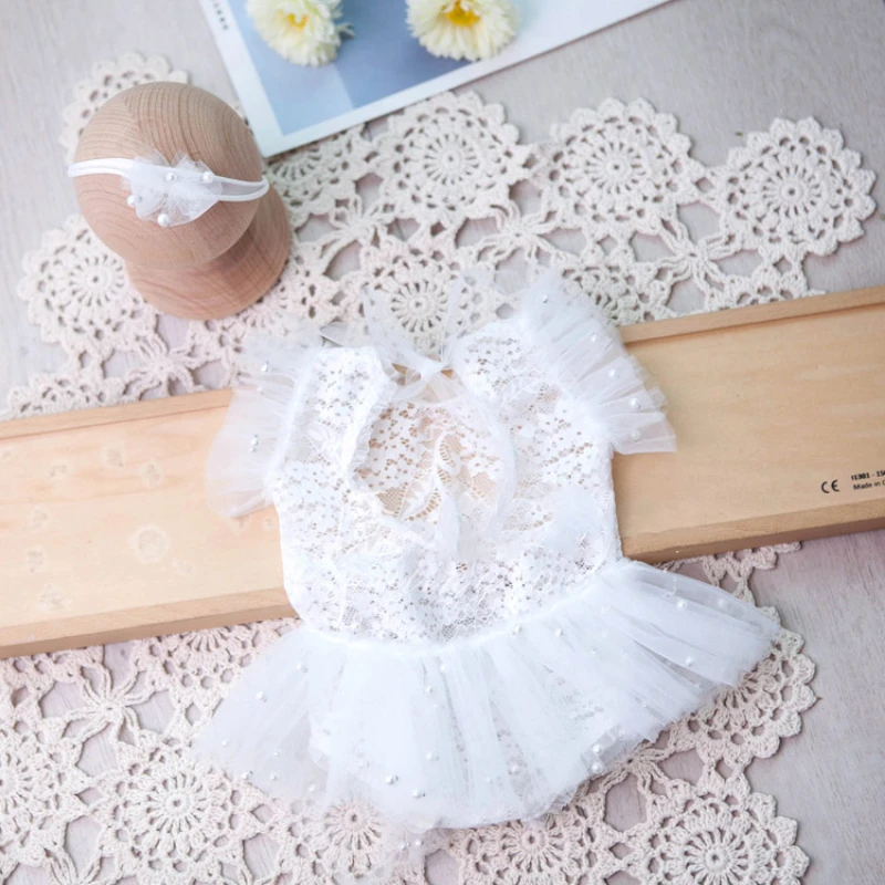 Newborn Photography Props Baby Girl Lace Romper Bodysuits Outfit Photography Clothing for First Picture Shooting Bebe Foto Gift
