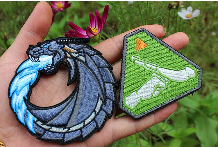 Boutique DRAGON Full Embroidery Patches Laser Hollow Armband Tactical Animal Badge DIY Personality COOL Patch