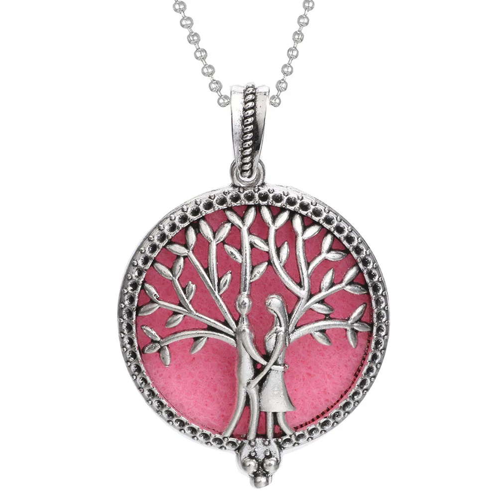 Tree of Life Aroma Diffuser Necklace Perfume Essential Oil Diffuser Aromatherapy Locket Pendant Necklace Fashion Jewelry