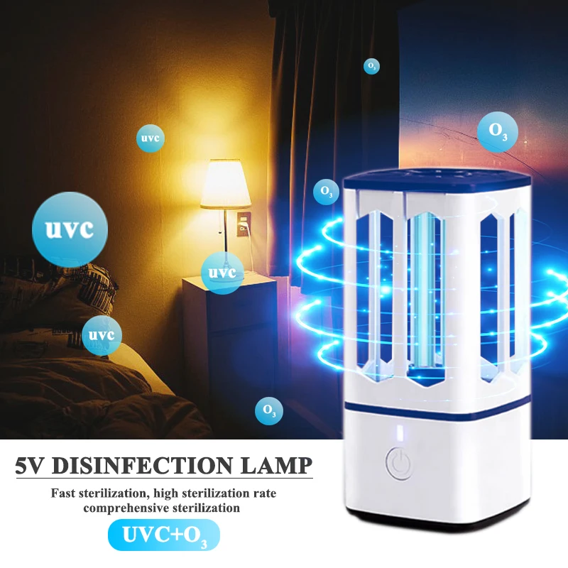 UV Lamp for Disinfection Portable Quartz Lamps UVC Ozone Germicidal Ultraviolet Light Blubs for Home Travel Rechargeable