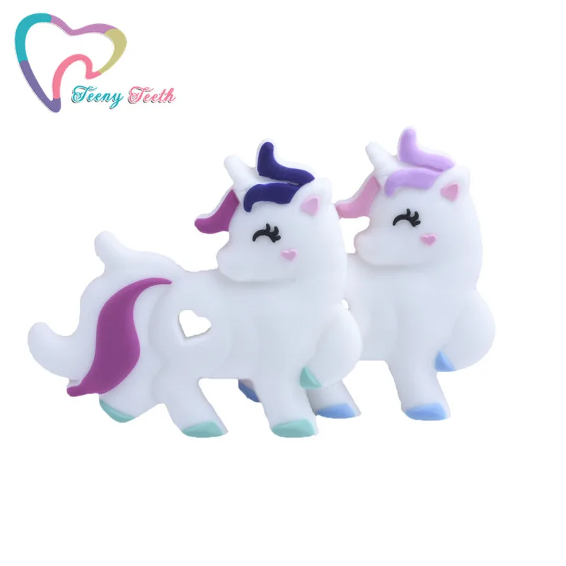 1 PC Unicorn Silicone Teether Pendant BPA Free Pastel Pink Unicorn Teething Toys Pendant To Make DIY Baby Sensory Chewing Toys