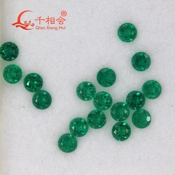 1.0-4.5MM  green color round shape melee size Created Hydrothermal Muzo Emerald including minor cracks inclusions loose gemstone