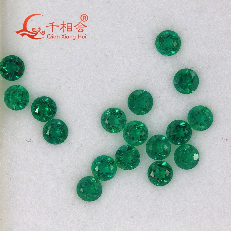 1,0-4,5 MM zielony kolor okrągły kształt rozmiar zbliżeniowy Stworzony Hydrotermalny Muzo Emerald, w tym drobne pęknięcia, włączenia luźnego kamienia szlachetnego