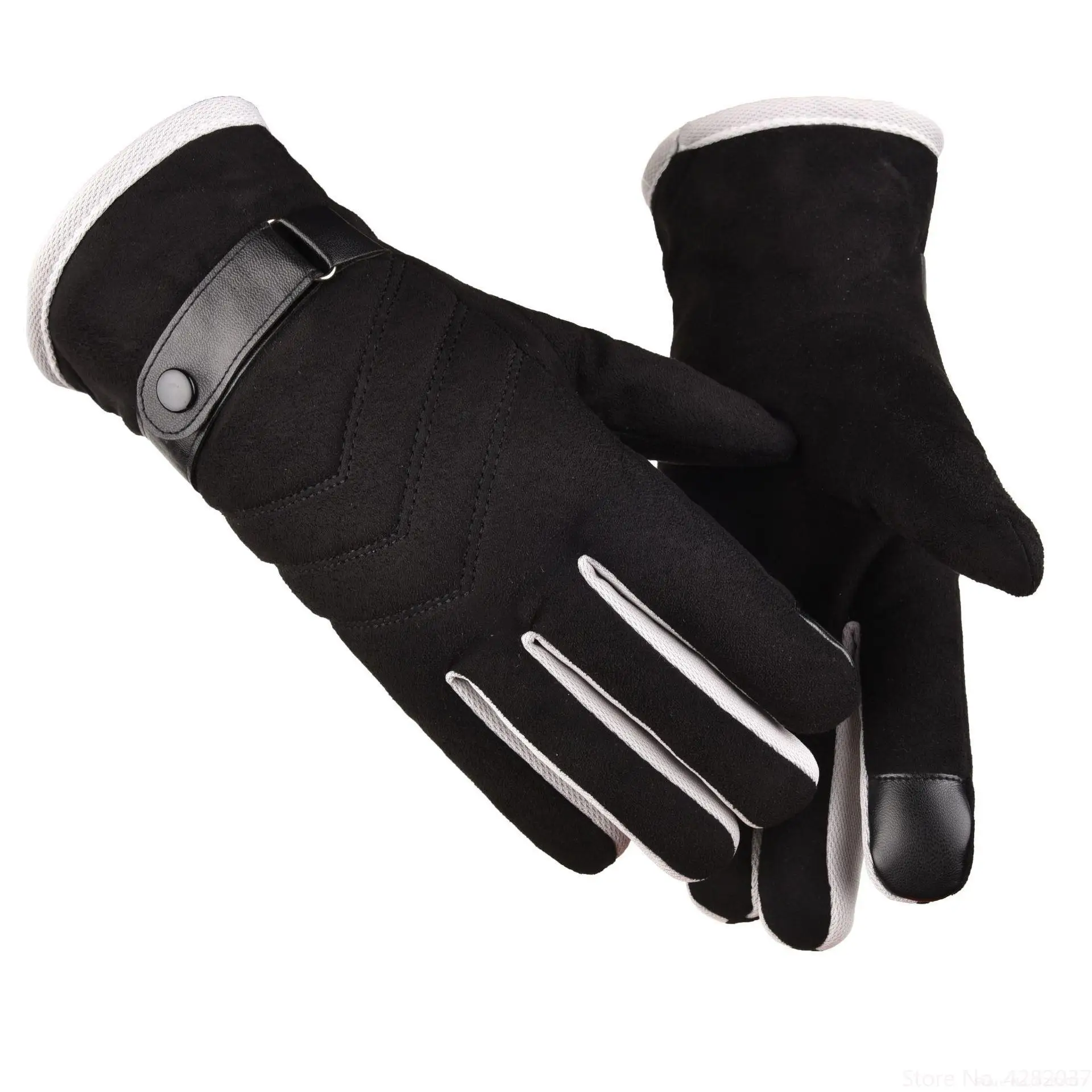 Deerskin velvet fabric Gloves Men Women Gloves Touch Cold Windproof Outdoor Sports Warm Thermal Fleece Running Ski gloves