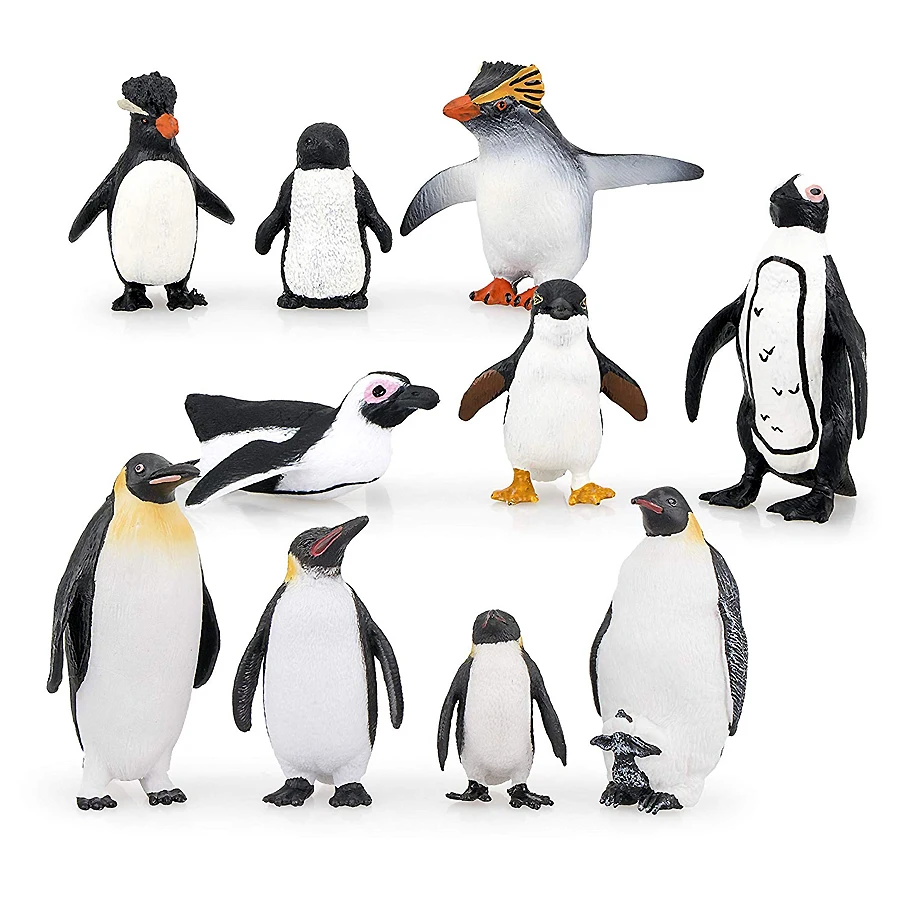 Realistic Penguin Model Figurines,Different Varieties of Penguin Animal Figures,Easter Eggs Cake Toppers Christmas Birthday Gift