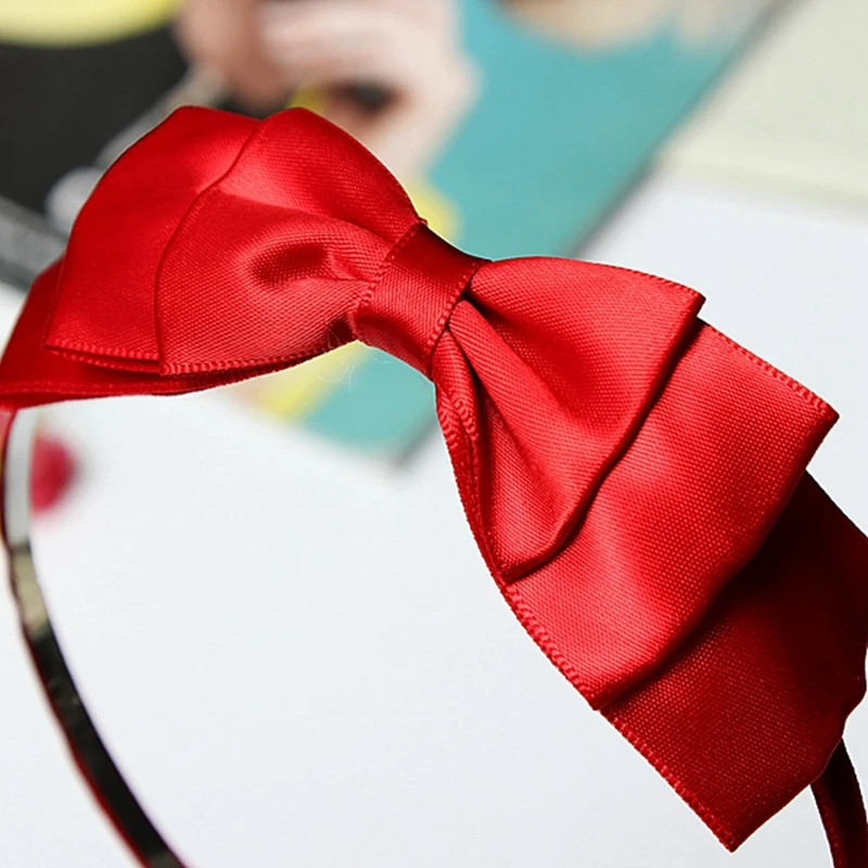 Bow Hairband Soft Elastic Bowknot Headband Hair Accessories For Children Adults Red