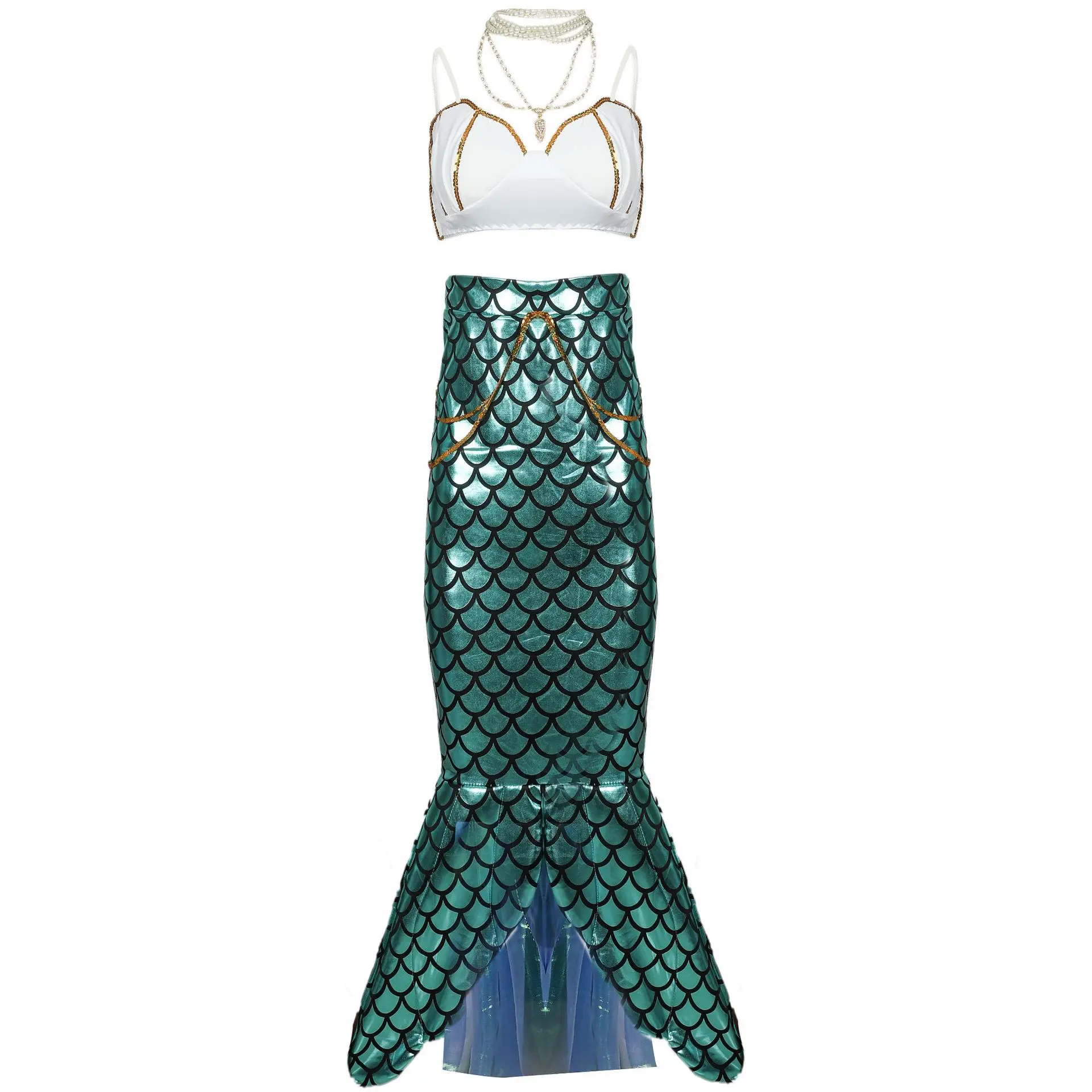 Fantasia Sexy Little Mermaid Costume Adults Women Halloween Princess Mermaid Tail + Bra Cosplay Sets queue de sirene C68837AD