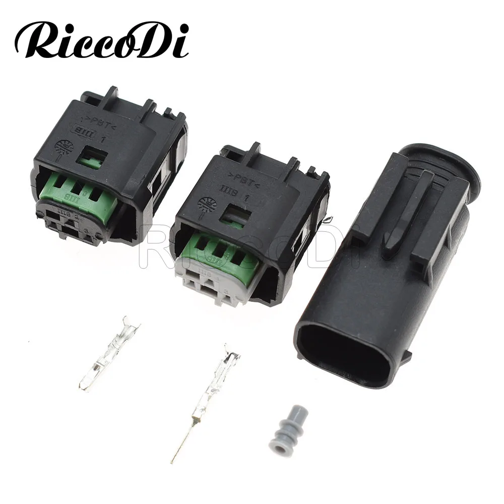 1-20 Kits 3 Pin Way Male Female Waterproof Automotive Radar Sensor Connector Plug For Benz BMW C200 9-967081-1 968402-1 1-967642