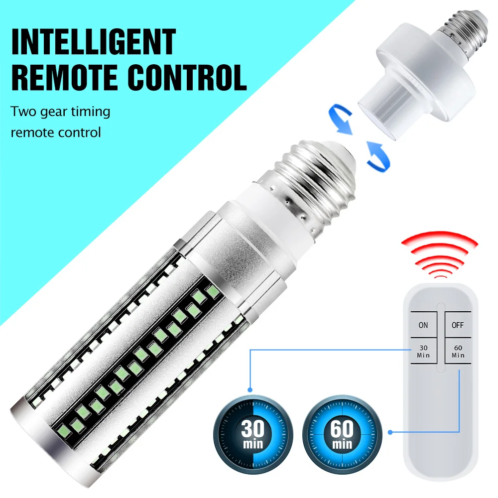Lámpara de esterilización E27, 15W, 20W, UVC, bombilla LED ultravioleta de 220V, 110V, lámpara UV de desinfección, luz germicida, Amuchina