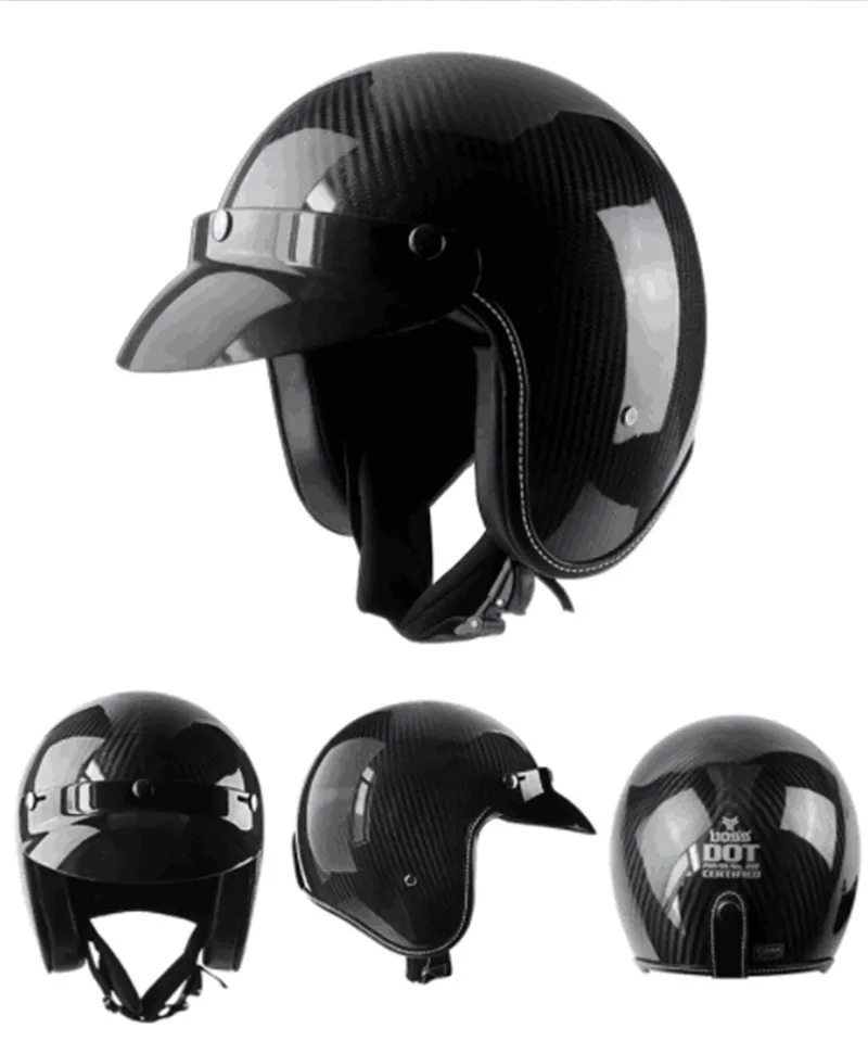 

New Light Half Cover Really Carbon Fibre Motorcycle Helmets Half Face Motorbike Helmet Retro Casco Moto Casque Locomotive Helmet