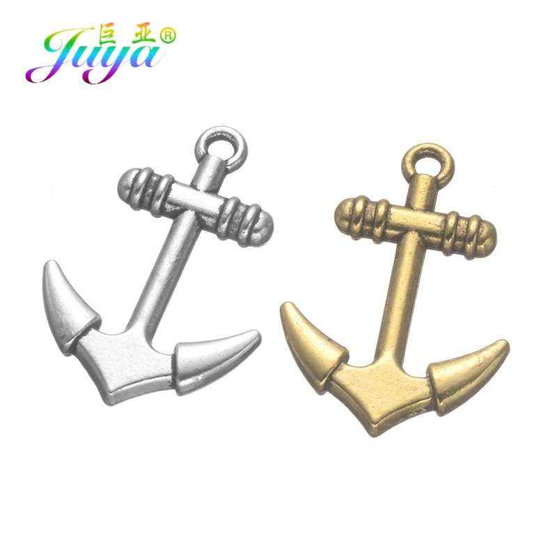 Wholesale 10pcs Men Paracord Bracelets Necklace DIY Making Findings Antique Silver Color Anchor Connector Pendant Accessories