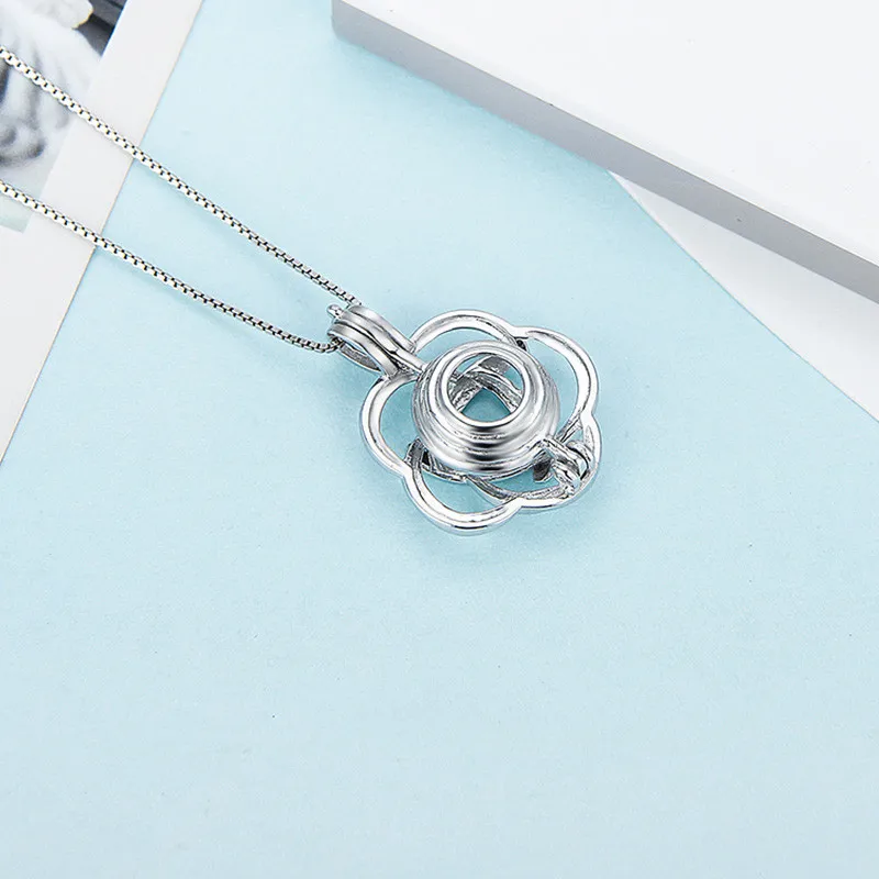 CLUCI 3pcs 925 Sterling Silver Flower Pearl Pendant Trendy Silver 925 Pendant Valentine Gift for Women Pearl Locket SC003SB