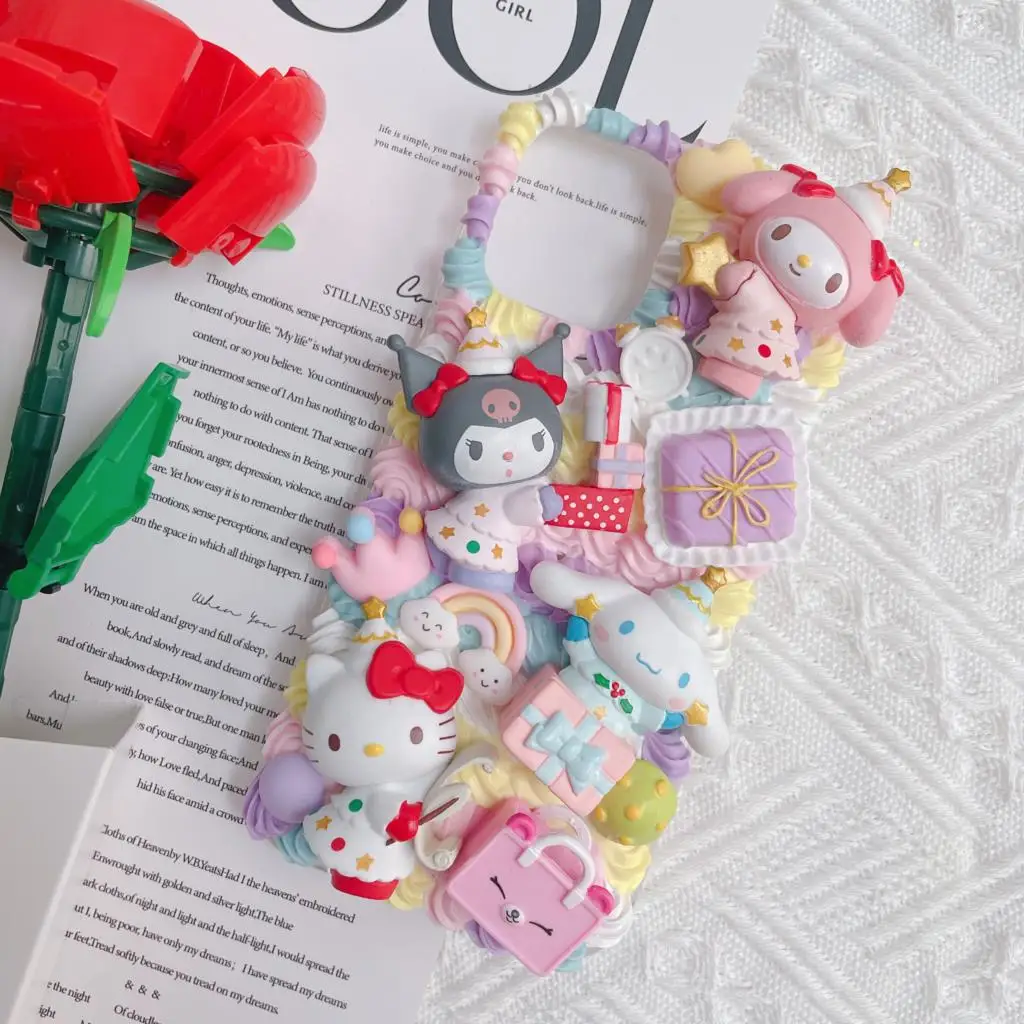 Handmade Case For iPhone 11 pro max Kawaii Anime 12mini Customized phone Cover ip12 SE20 7/8 plus 3D DIY cream shell XR X/XS MAX