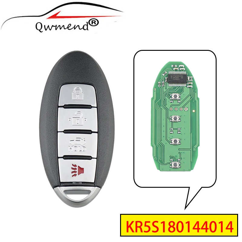 

QWMEND KR5S180144014 4 Buttons Car Remote Key for Nissan Altima 2016-2018 Smart Car Key 433Hz 4A Chip 7812D-S180204