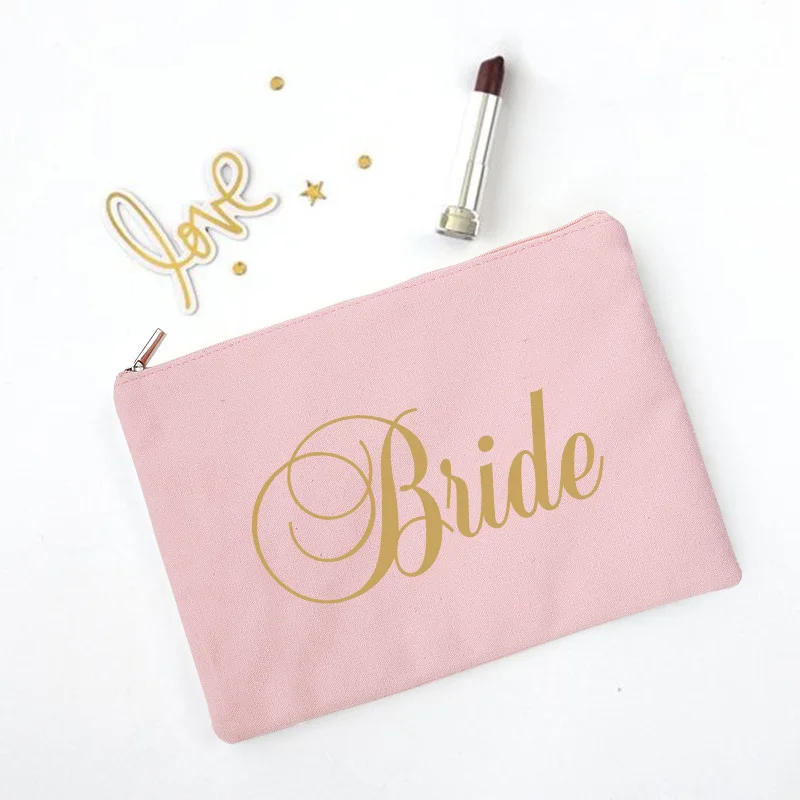 Team Bride Makeup Bag Bachelorette Party Cosmetic Bags Bridesmaid Toiletries Organizer Female Storage Make Up Case Wedding Gifts