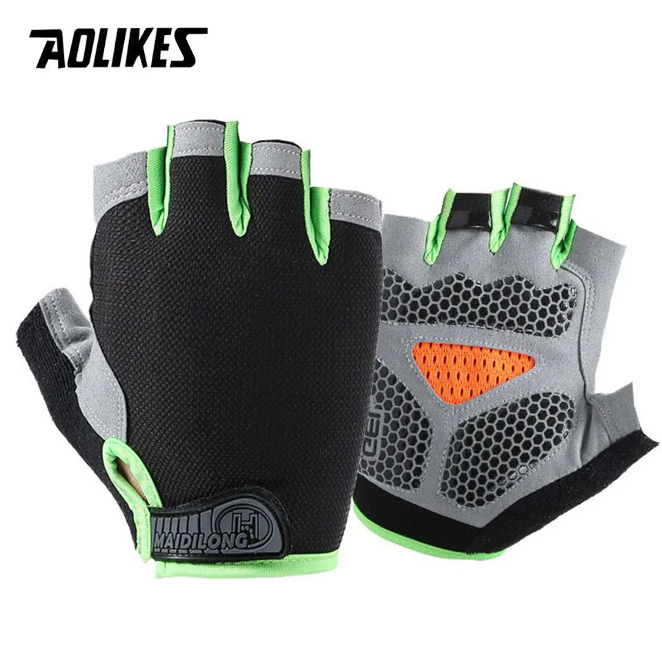 AOLIKES Cycling Gloves MTB Road Riding Gloves Anti-slip Camping Hiking Gloves Gym Fitness Sports Bike Bicycle Glove Half Finger