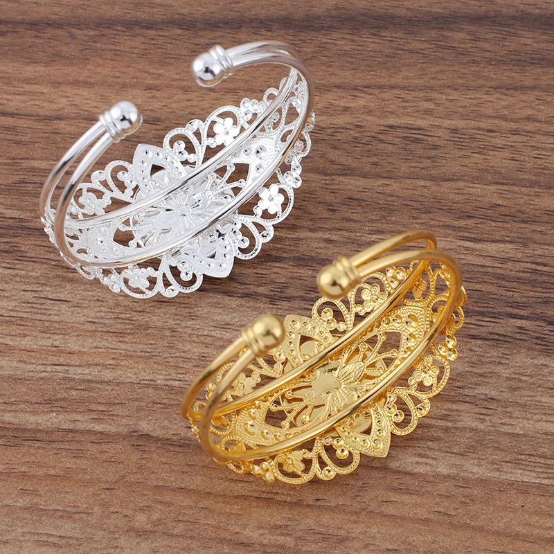 10pcs Women DIY Copper Open Cuff Bangle Bracelet with 20mm Round Bezel Cameo Cabochons Base Blanks for Bridal Wedding Jewelry
