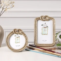 Photo frame resin hemp rope photo frame European retro rectangular round wedding photo frame home decoration 4 inch 6 inch