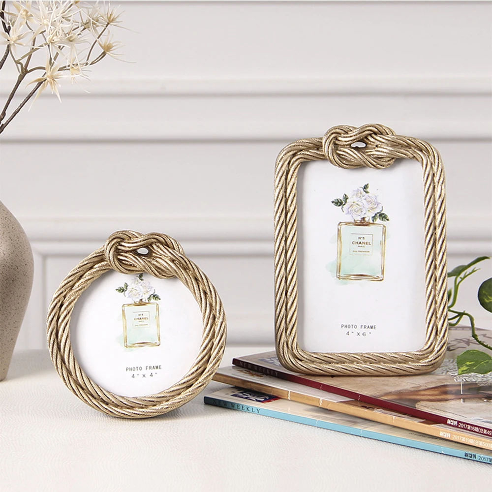 Photo frame resin hemp rope photo frame European retro rectangular round wedding photo frame home decoration 4 inch 6 inch