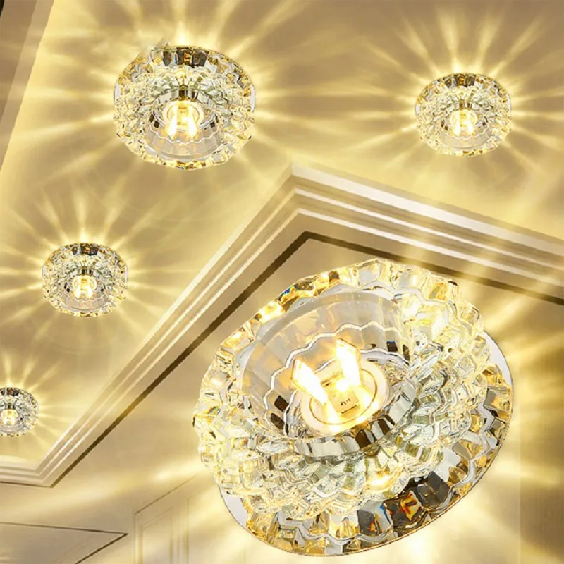 Modern LED Crystal Ceiling Light Circular Mini Ceiling Lamp Luminarias Rotunda Light For Living Room Aisle Corridor Kitchen